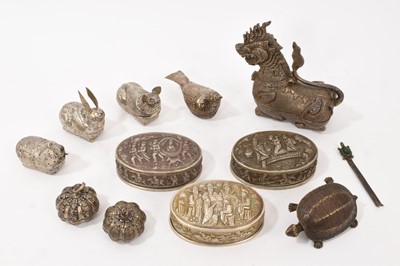 Lot 997 - Tibetan turtle shaped clasp, and various white metal boxes