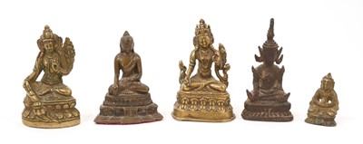 Lot 996 - Five small Tibetan and Indian bronze figures