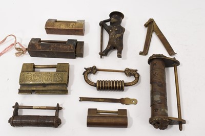 Lot 992 - Chinese lock in the form of a bear, and other locks