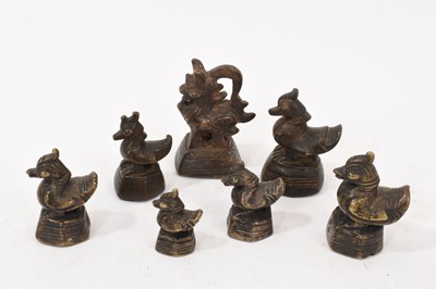 Lot 990 - Seven Chinese bronze bird shaped opium weights