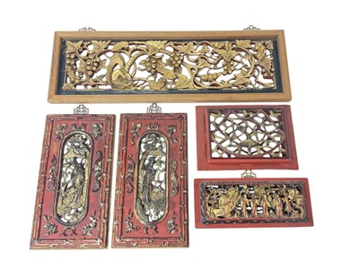 Lot 986 - Collection of Chinese carved and pierced wood panels