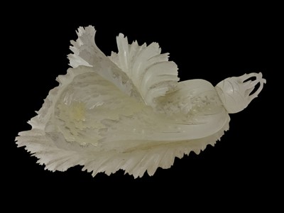 Lot 982 - Chinese white stone carving of a lotus