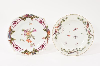 Lot 253 - Two Chelsea plates, painted with birds, circa 1760