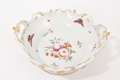 Lot 255 - Chelsea round two handled basket, with pierced rim, circa 1760