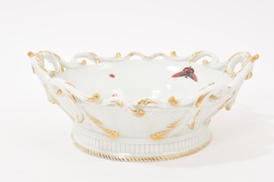 Lot 52 - Chelsea round two handled basket, with pierced rim, circa 1760