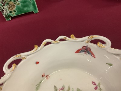 Lot 52 - Chelsea round two handled basket, with pierced rim, circa 1760