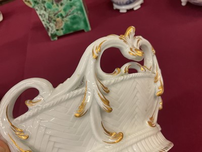 Lot 52 - Chelsea round two handled basket, with pierced rim, circa 1760