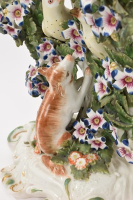 Lot 57 - Pair of Derby ‘birds in branches’ candlesticks