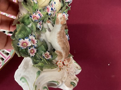 Lot 57 - Pair of Derby ‘birds in branches’ candlesticks