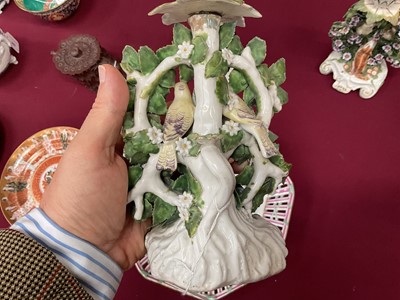 Lot 57 - Pair of Derby ‘birds in branches’ candlesticks