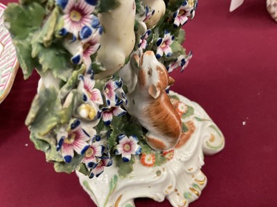 Lot 57 - Pair of Derby ‘birds in branches’ candlesticks