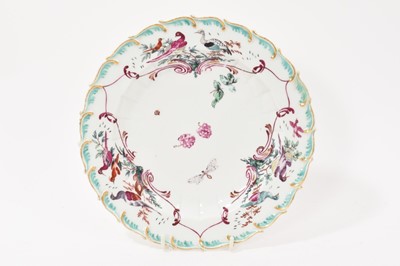 Lot 232 - Chelsea plate, painted with birds and flowers, circa 1760