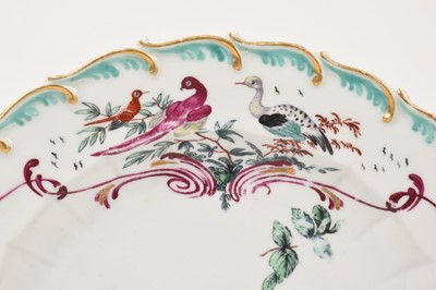 Lot 51 - Chelsea plate, painted with birds and flowers, circa 1760