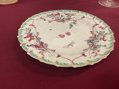 Lot 51 - Chelsea plate, painted with birds and flowers, circa 1760
