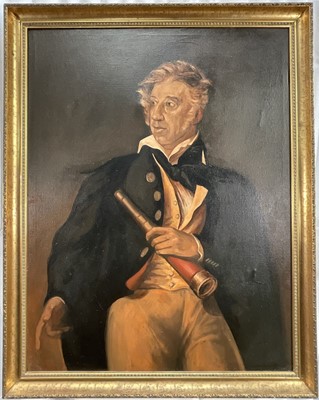 Lot 299 - John Myatt (b.1945), after Sir George Hayter, oil on canvas, portrait of 10th Earl of Dundonald, signed, dated 1986 and inscribed verso, 99cm x 77cm, in gilt frame