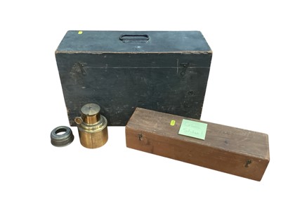 Lot 3077 - Antique magic lantern in case, and a selection of glass slides