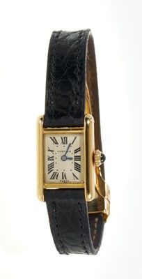 Lot 751 - Cartier Mini Tank Louis 18ct gold wristwatch