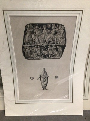 Lot 1279 - Three 18th century black and white engravings on a Classical theme, mounted