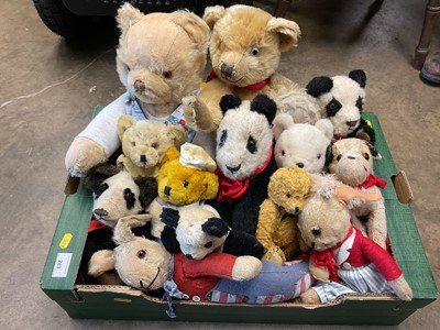 Lot 283 - Box of vintage teddy bears, pandas etc (approximately 14)
