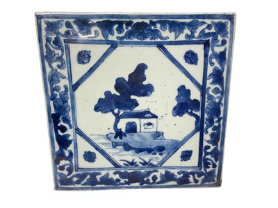 Lot 1907 - Antique Chinese blue and white porcelain tile