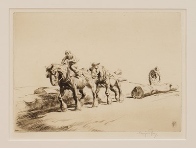 Lot 1124 - George Soper (1870-1942) signed etching - Collar Work, c.1920, 21cm x 28cm, in glazed frame