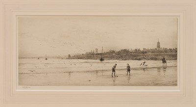 Lot 1142 - William Lionel Wyllie (1851-1931) signed etching - St. Andrew's Harbour, 18cm x 39cm, in glazed frame