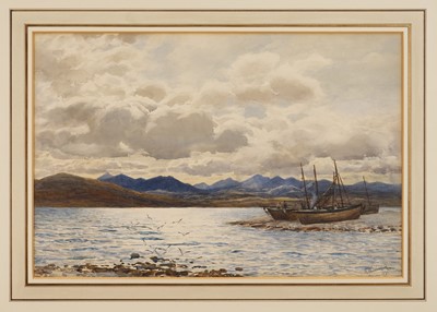 Lot 1053 - Augustus Walford Weedon (1838-1908) watercolour - "Aultbea", Isles of Skye, signed ad dated 1891, 35cm x 52cm, in glazed gilt frame.