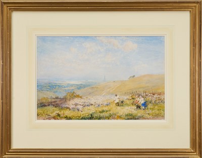 Lot 1061 - Robert Thorne Waite (1842-1935) watercolour - Sussex Downs towards Chichester, signed, 34cm x 51cm, in glazed gilt frame
