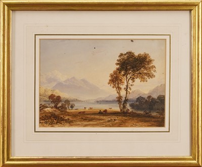 Lot 1054 - Anthony Vandyke Copley Fielding (1787-1855) watercolour - Loch View, signed and indistinctly dated, 18cm x 26cm, in glazed gilt frame.