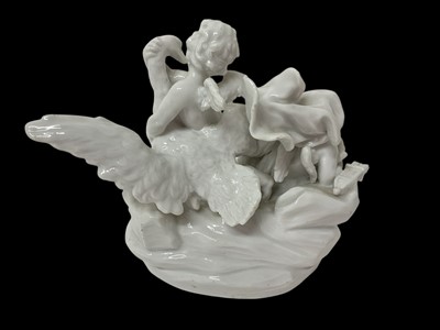 Lot 66 - Italian porcelain group of two putti and a swan