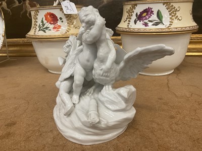 Lot 66 - Italian porcelain group of two putti and a swan