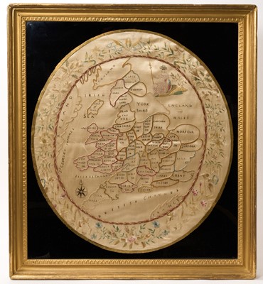 Lot 945 - Good George III silkwork map of England