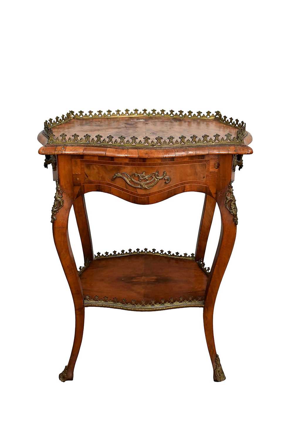 Lot 1216 - Walnut two tier étagère