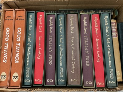 Lot 783 - Large collection of vintage and later cookbooks including Folio Society, signed menus etc