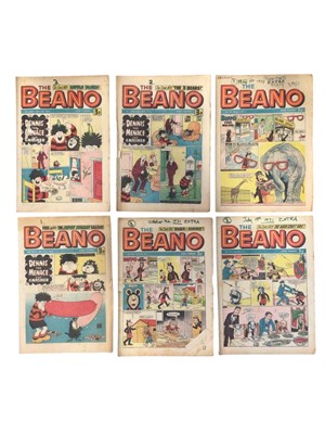 Lot 738 - Lot old Beano comics, tea cards and ephemera