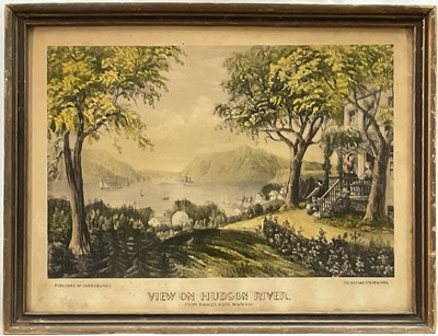 Lot 267 - View on Hudson River from Ruggles House Newburgh New York, 1860s lithograph pub. Currier & Ives, New York, 24cm x 36cm, glazed frame