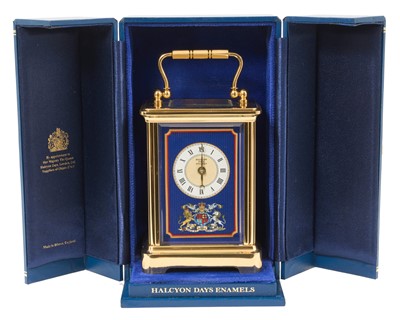 Lot 801 - Halcyon Days Enamels limited edition Queens Golden Jubilee carriage clock