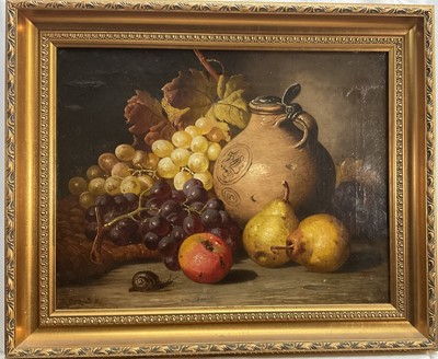 Lot 1176 - Charles Thomas Bale (1845/9-1925) oil on canvas - Still Life with Fruit and Snail, signed, 36cm x 46cm, in gilt frame