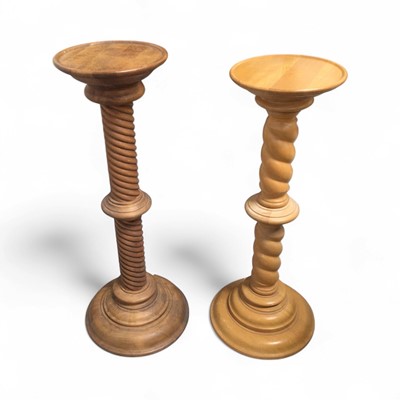 Lot 5344 - Two vintage pine plant stands, the tallest measuring approximately 72cm tall