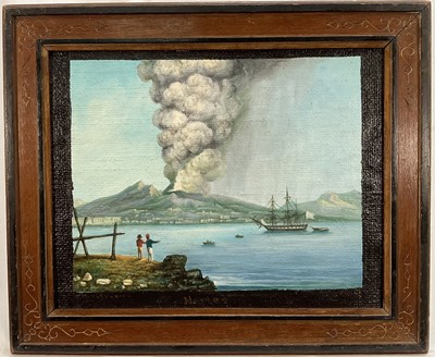 Lot 270 - Naples School, oil on board, Mount Vesuvius, 25cm x 31cm, framed
