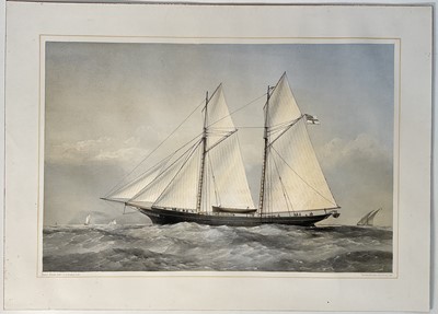 Lot 1134 - The Schooner ‘Lady Busk’ after Captain Hans Busk, handcoloured lithograph by T G Dutton, pub. Vincent Brook Day & Sons, 41.5cm x 57cm