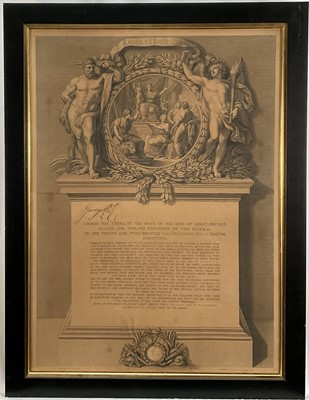 Lot 117 - Royal Academy of Arts Diploma for William Redmore Bigg Oct 20th 1814, signed by George III