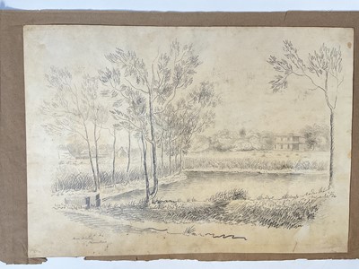 Lot 269 - Château de Mon Plaisir Mauritius - two 19th century pencil drawings, 28cm x 40cm, unframed