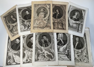 Lot 1136 - Heads of the Most Illustrious Persons of Great Britain, J Houbraken c1750-1800 (Kneller-Knapton), Henry VIII, Robert & William Cecil, Cardinal Wolsey, Thomas Otway, Thomas Howard etc. 34 pl...