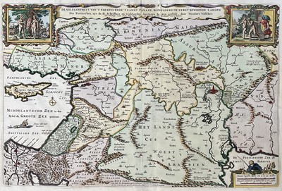 Lot 273 - 17th century hand-coloured map engraved in Amsterdam by Nicolas Visscher (1618-1709) - Paradise Canaan and the first countries inhabited by the patriarchs (Armenia, Asia Minor, Syria, Mesopotami...