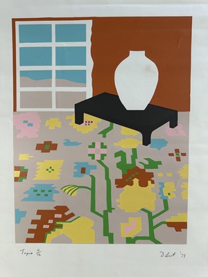 Lot 1077 - Portfolio of unframed artwork or include works by a variety of artists including watercolours, linocuts, etc