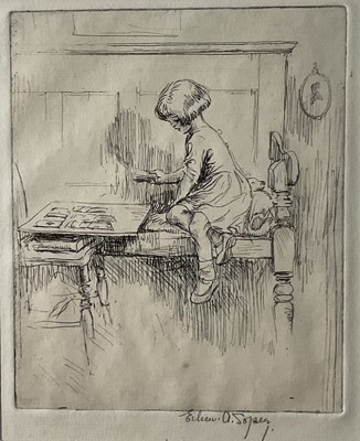 Lot 116 - Eileen Alice Soper (1905-1990) dry point etching of a young girl