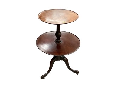 Lot 1306 - Georgian mahogany two tier dumb waiter, 58cm diameter, 88.5cm high