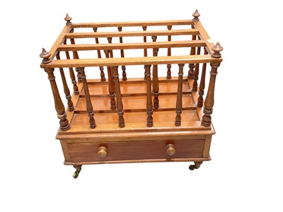 Lot 1400 - Victorian mahogany Canterbury and a 1930s oak needlework table (2)