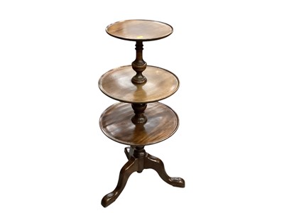 Lot 1308 - Georgian style mahogany three tier dumb waiter, 41.5cm diameter, 91cm high
